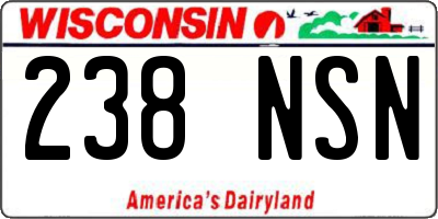 WI license plate 238NSN