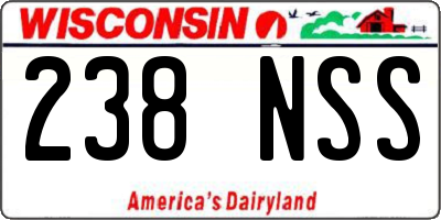 WI license plate 238NSS