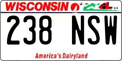 WI license plate 238NSW