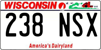 WI license plate 238NSX