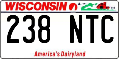 WI license plate 238NTC