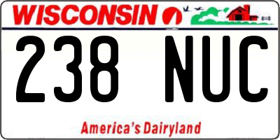 WI license plate 238NUC