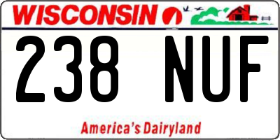 WI license plate 238NUF