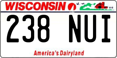 WI license plate 238NUI