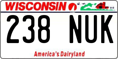 WI license plate 238NUK