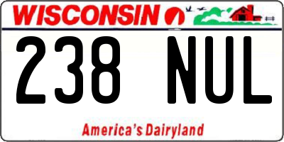 WI license plate 238NUL