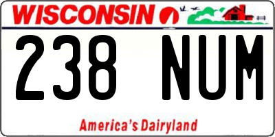 WI license plate 238NUM