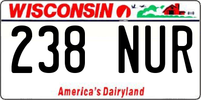 WI license plate 238NUR