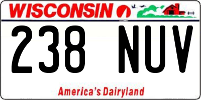 WI license plate 238NUV