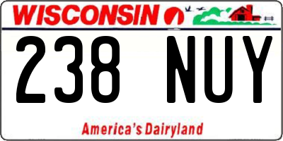 WI license plate 238NUY