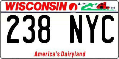 WI license plate 238NYC