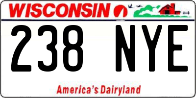 WI license plate 238NYE