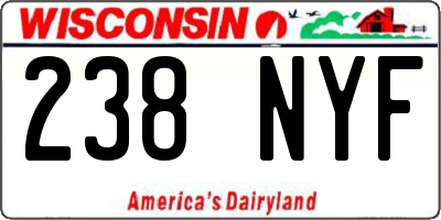 WI license plate 238NYF