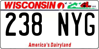 WI license plate 238NYG