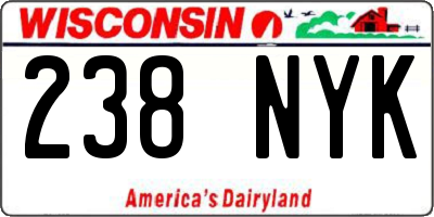 WI license plate 238NYK