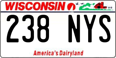 WI license plate 238NYS