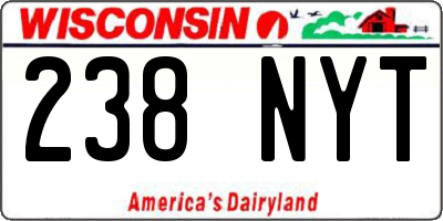 WI license plate 238NYT