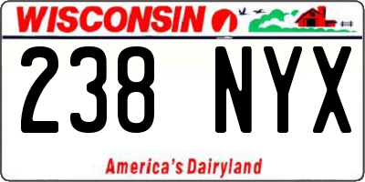 WI license plate 238NYX