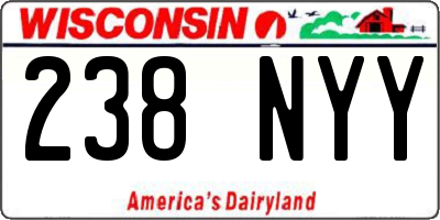 WI license plate 238NYY