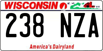 WI license plate 238NZA