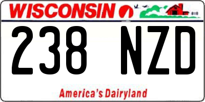 WI license plate 238NZD
