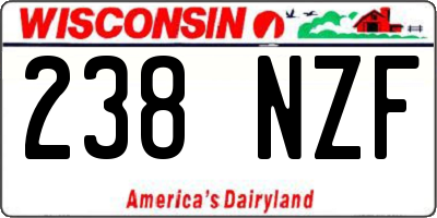 WI license plate 238NZF