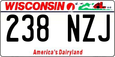 WI license plate 238NZJ