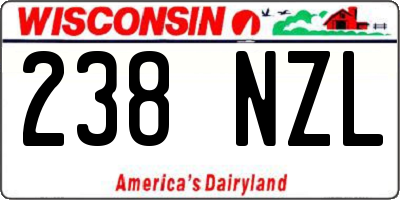 WI license plate 238NZL