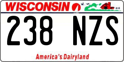 WI license plate 238NZS