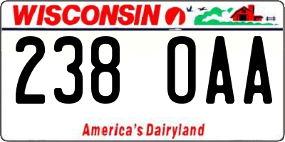 WI license plate 238OAA
