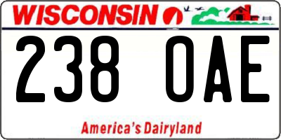 WI license plate 238OAE
