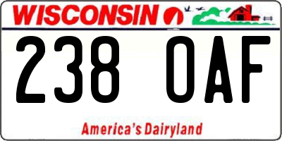 WI license plate 238OAF