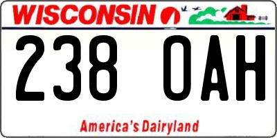 WI license plate 238OAH