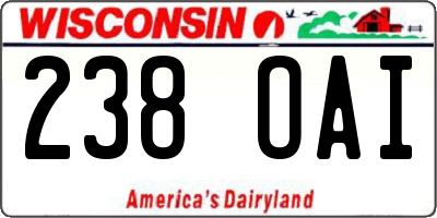 WI license plate 238OAI