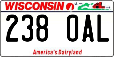 WI license plate 238OAL