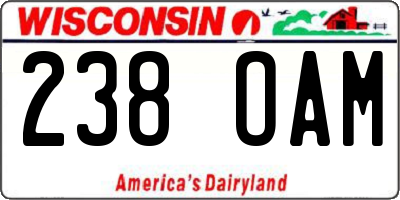 WI license plate 238OAM