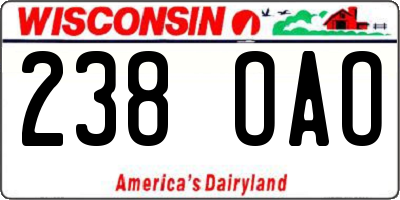 WI license plate 238OAO