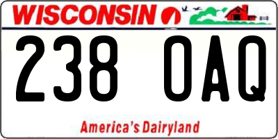 WI license plate 238OAQ