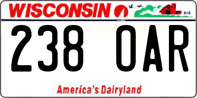 WI license plate 238OAR