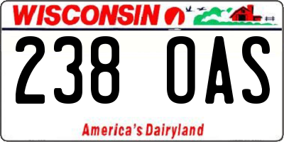 WI license plate 238OAS