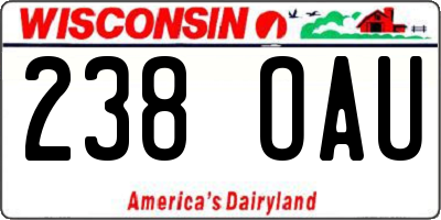 WI license plate 238OAU