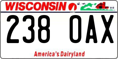 WI license plate 238OAX