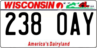 WI license plate 238OAY
