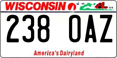 WI license plate 238OAZ