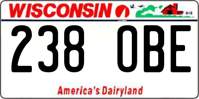 WI license plate 238OBE