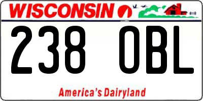 WI license plate 238OBL
