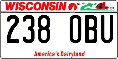 WI license plate 238OBU