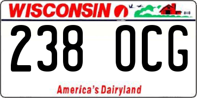 WI license plate 238OCG