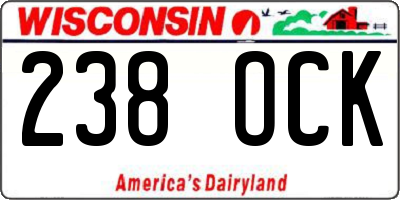 WI license plate 238OCK
