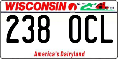 WI license plate 238OCL